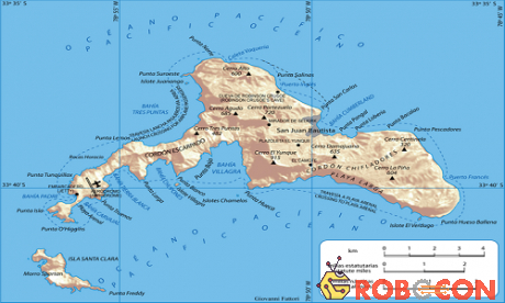 Bản đồ hòn đảo Robinson Crusoe.