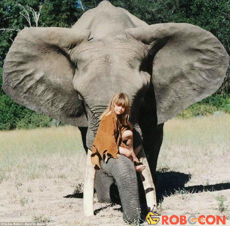 Tippi và con voi 34 tuổi tên là Abu ở đầm lầy Okavango, Botswana. Em gọi con vật khổng lồ là anh trai sau khi kết bạn với Abu