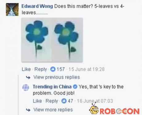 Đáp án cuối cùng không được chỉ ra, tuy nhiên khi một người dùng Facebook chỉ ra vấn đề của số cánh những bông hoa màu xanh, trang Trending in China đã lên tiếng: 