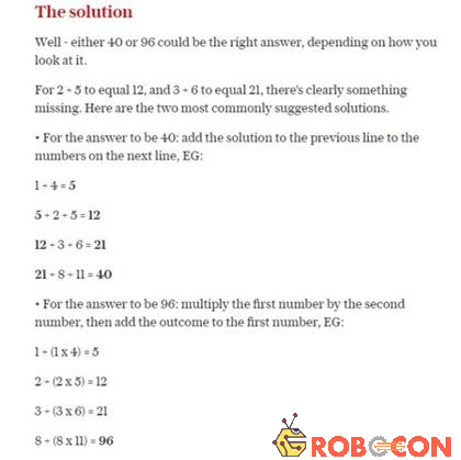 Cách lý giải cho đáp án 40 và 96 của bài toán trên.