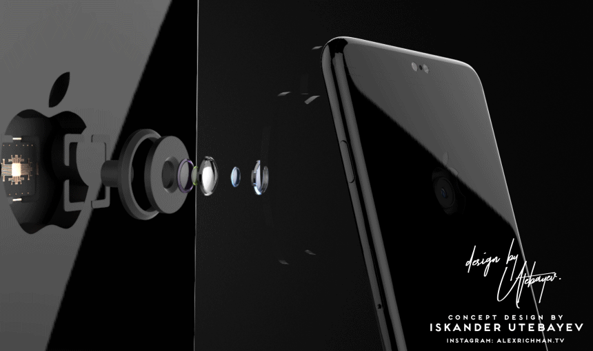 Ý tưởng camera được tích hợp thẳng vào logo Apple.