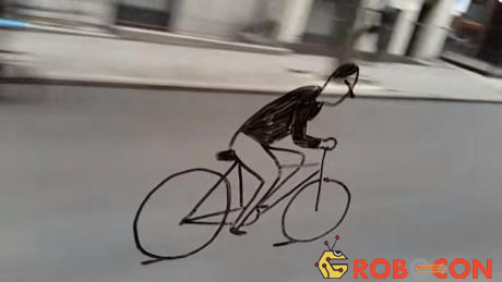 Ảo giác chiếc xe đạp chuyển động trên đường phố.