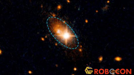 Hình ảnh của Hubble cho thấy một chuẩn tinh nằm trong thiên hà 3C186 cách Trái Đất 8 tỷ năm ánh sáng