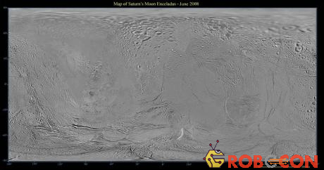 Một bức ảnh bề mặt của Enceladus.