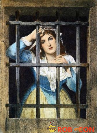 Chân dung Charlotte Corday khi bị giam giữ trong tù....