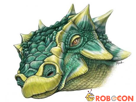 Hình vẽ mô phỏng phần đầu của khủng long đuôi chùy Zuul.