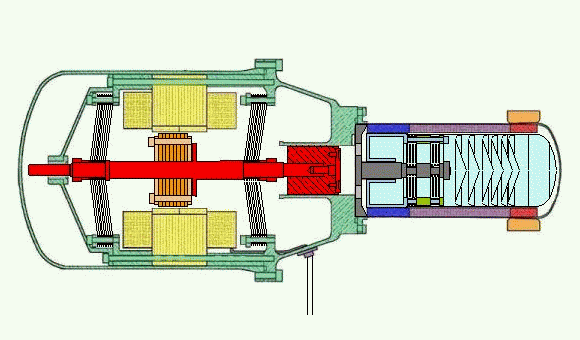 Động cơ Stirling piston tự do, liên kết với máy phát điện tịnh tiến, thiết kế bởi NASA.
