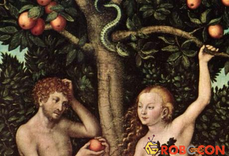 Adam và Eva bị con rắn dụ dỗ ăn Trái cấm.
