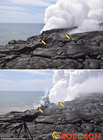 Video: Dòng dung nham núi lửa nổ tung khi trút xuống biển - 2