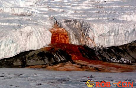 Dòng nước đỏ như máu chảy ra từ sông băng ở Nam Cực.