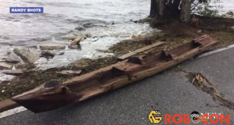 Chiếc thuyền độc mộc được phát hiện sau bão Irma.