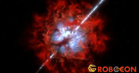 Vụ nổ tia gama phát ra các dòng tia trong vũ trụ với tốc độ ánh sáng. 