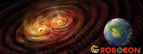 Vụ va chạm giữa 2 vật thể có khối lượng cực lớn - như 2 hố đen - sẽ tạo ra sóng hấp dẫn có thể quan sát.