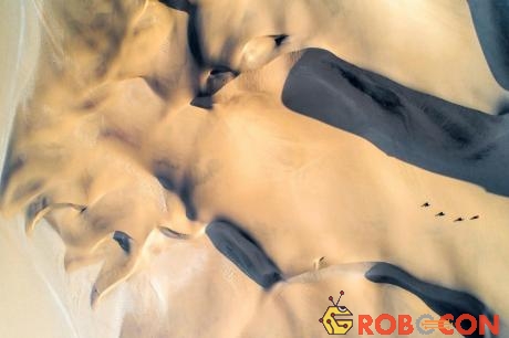 Du khách đi xe địa hình khám phá những cồn cát trên sa mạc ở Namibia.