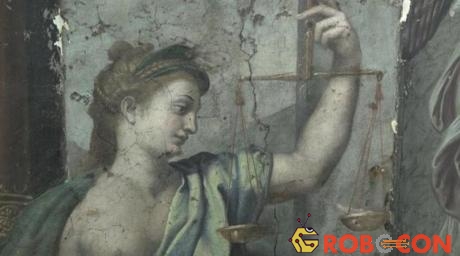 Chân dung nhân vật nữ đại diện cho Công lý trong bức bích họa mới của Raphael