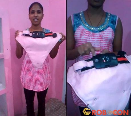 Kumari và chiếc quần lót gắn các thiết bị hỗ trợ những nạn nhân bị cưỡng hiếp.