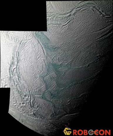 Bức hình khảm của mặt trăng Enceladus trong sao Thổ