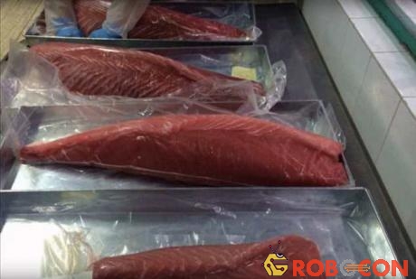 Thịt cá chuyển màu đỏ tươi như vừa được đánh bắt sau khi qua xử lý.