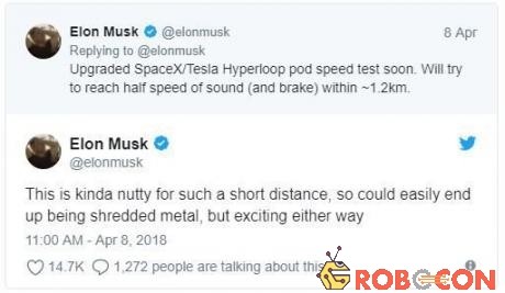 Elon Musk hứa hẹn sẽ thử nghiệm Hyperloop với tốc độ bằng một nửa vận tốc âm thanh