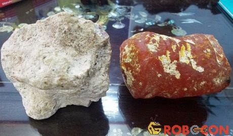 Hai viên đá có hình thù, màu sắc khác nhau nhưng cùng tỏa ra mùi thơm như nước hoa.