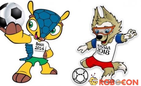 Fuleco (ảnh trái) và Zabivaka - hai linh vật của hai mùa World Cup gần đây.