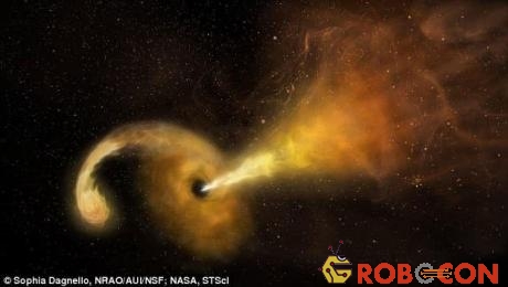 Hố đen khổng lồ đang nuốt trọn một ngôi sao, nằm cách chúng ta 150 triệu năm ánh sáng.