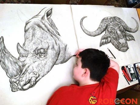Dušan Krtolica, họa sĩ trẻ người Serbia, bắt đầu vẽ từ lúc 2 tuổi