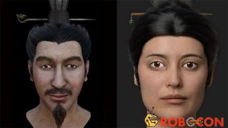Gương mặt phục dựng của hai người nghi là con trai và phi tần của hoàng đế Tần Thủy Hoàng.