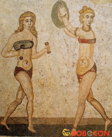 Bức tranh khảm cho thấy phụ nữ La Mã xưa rất thích môn thể dục.
