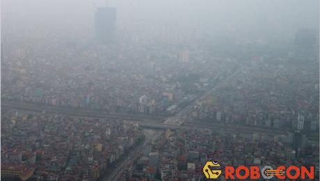 Hà Nội bị bao phủ bởi lớp sương khói dày hồi tháng 3/2016