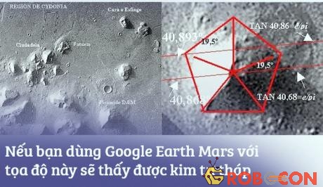 Dùng Google Earth tìm ra kim tự tháp trên sao Hỏa