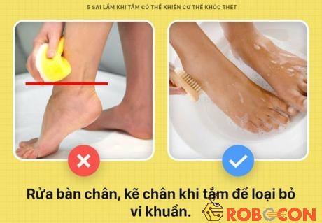 Quên rửa chân khi tắm