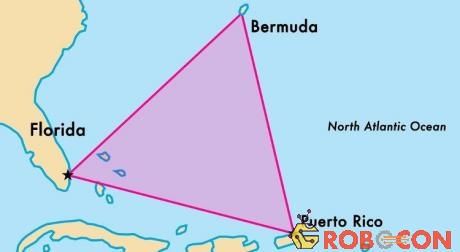 Vị trí tam giác quỷ Bermuda.
