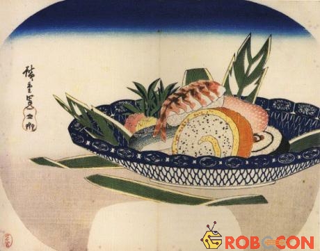 Tranh vẽ sushi của họa sĩ Utagawa Hiroshige vào thế kỉ 19.