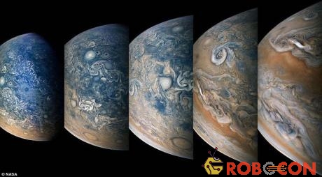 Một hình ảnh mới được NASA công bố cho thấy sao Mộc là một hành tinh bão tố với lớp mây bên trên biến chuyển liên tục