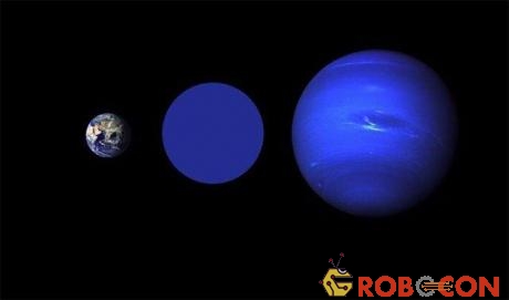 So sánh kích thước của Trái đất, Wolf 503b và sao Hải Vương (từ trái qua phải).