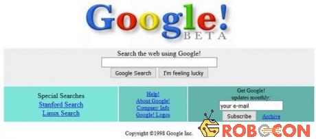 Giao diện trang web thử nghiệm của Google năm 1998.
