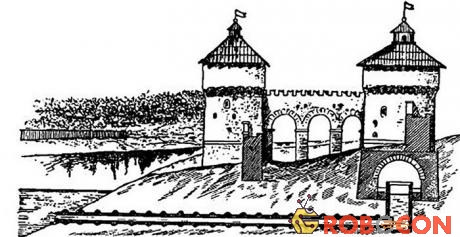 Bản vẽ xây dựng bên trong Tháp Taynitskaya và giếng nước bí mật.