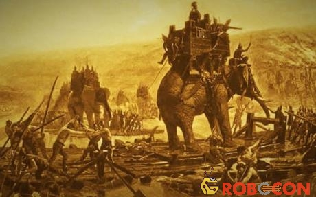 Tranh minh họa trận kịch chiến thành Kalinga của quân đội Ashoka.