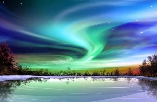 Đêm đông Bắc Cực đẹp lung linh dưới ánh sáng cực quang xanh biếc