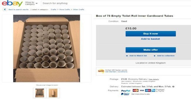 Lõi giấy vệ sinh đang là "hàng hot" trên eBay nhưng người ta mua làm gì?