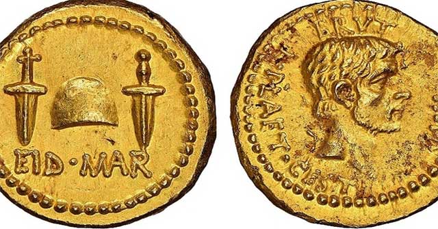 Đồng xu vàng 2.000 năm khắc hình kẻ ám sát Julius Caesar