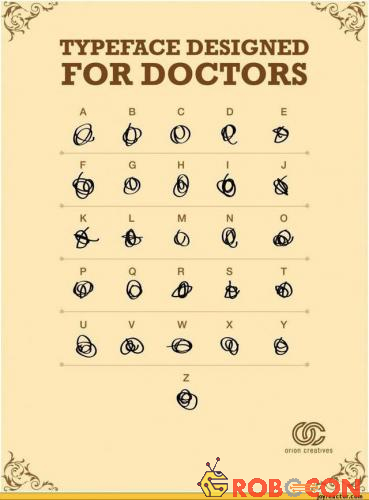 Một loại bảng chữ cái hài hước trên mạng xã hội ám chỉ chữ viết của những bác sĩ.