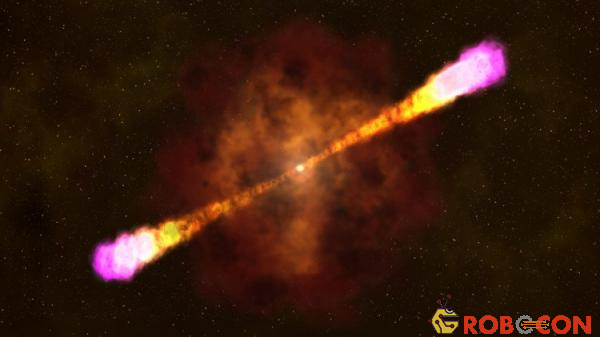 Loại vụ nổ tia gamma phổ biến nhất xảy ra khi một ngôi sao khổng lồ sụp đổ, hình thành hố đen.